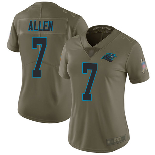 Carolina Panthers Limited Olive Women Kyle Allen Jersey NFL Football #7 2017 Salute to Service->youth nfl jersey->Youth Jersey